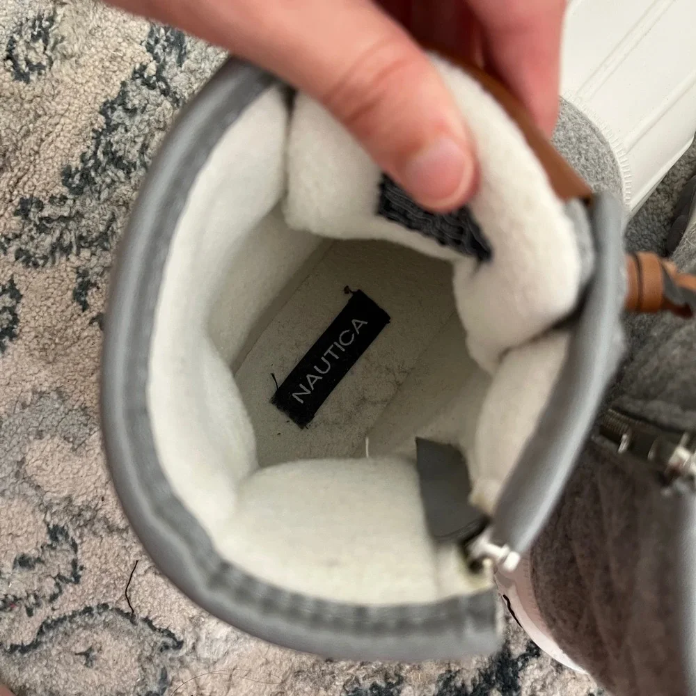 Nautica Wooley Womens Quilted Duck‎ Boots White Grey Size 7 Duck Boots